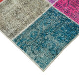 Hand-knotted anatolian contemporary 203 cm x 300 cm multicolor patchwork carpet