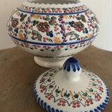 Jar, candy dish in enamelled ceramic with hand-painted decoration by p.arzobispo