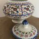 Jar, candy dish in enamelled ceramic with hand-painted decoration by p.arzobispo