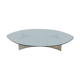 Table basse brutaliste avec base en acier et plateau en verre des années 70
