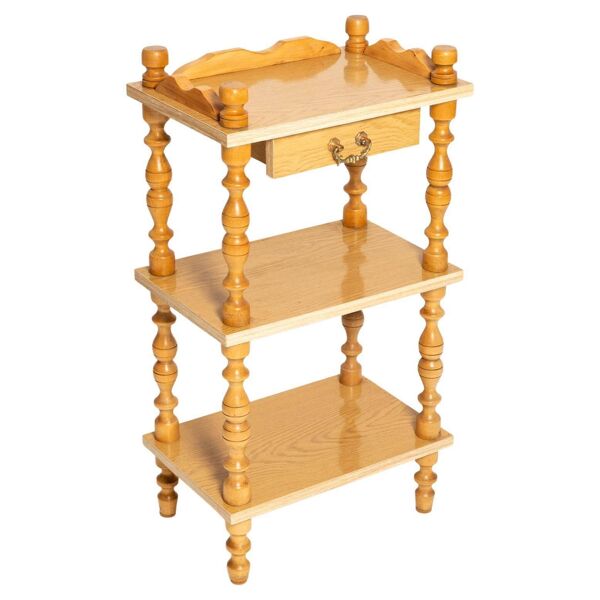 Table de nuit vintage milieu du siècle, étagère, support, hêtre, Europe, années 1960