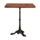 Bistro table with square tray of solid tinted oak and steel footing