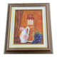 Still life with jam jar, flowered jug and grapes – Signed oil
