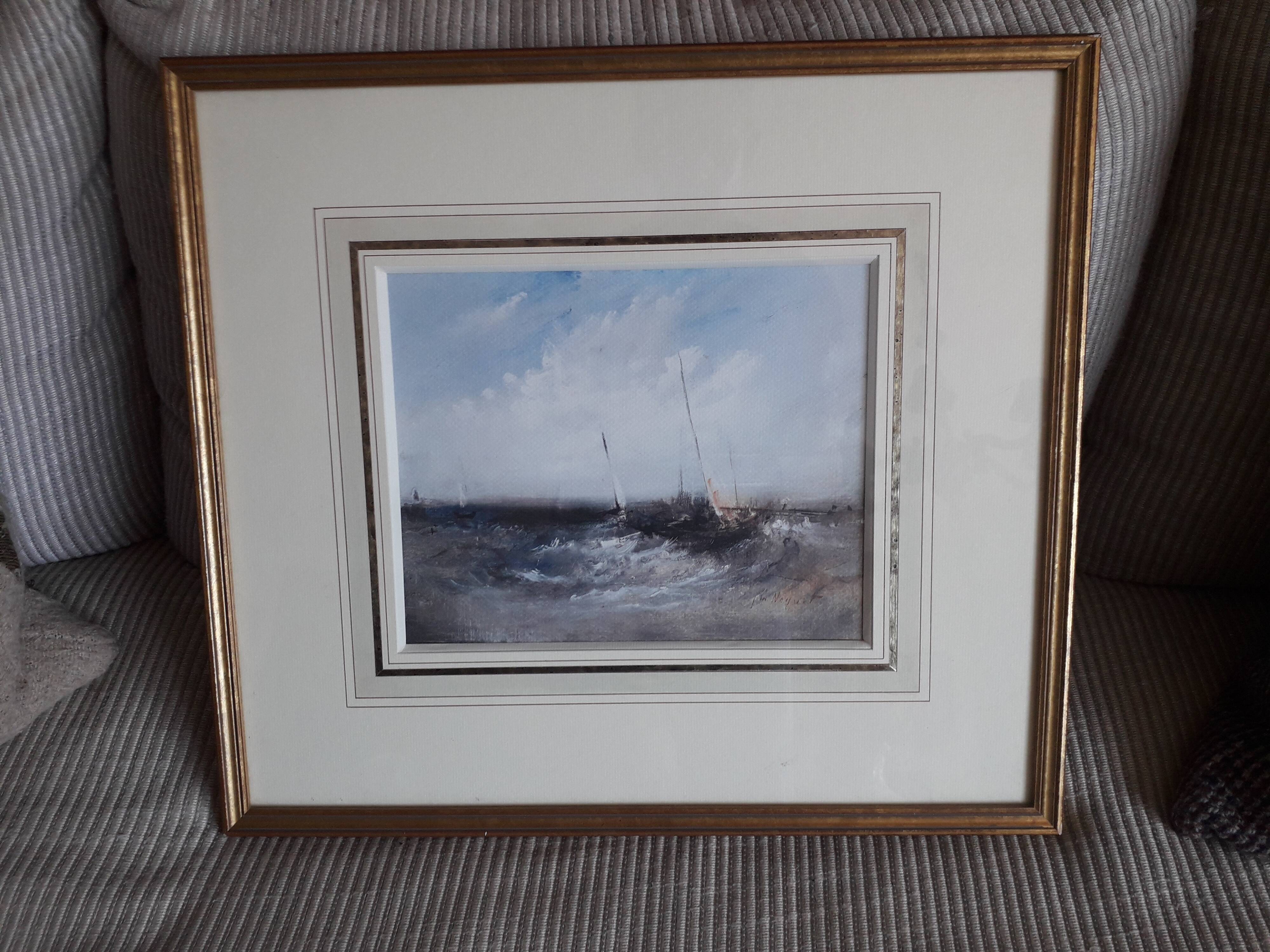 Ancient painting depicting a seascape.