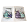 Lot de 2 gravures de mode anciennes "Modes Vraies - Musée des familles" 1891 BELLE EPOQUE fin XIXe