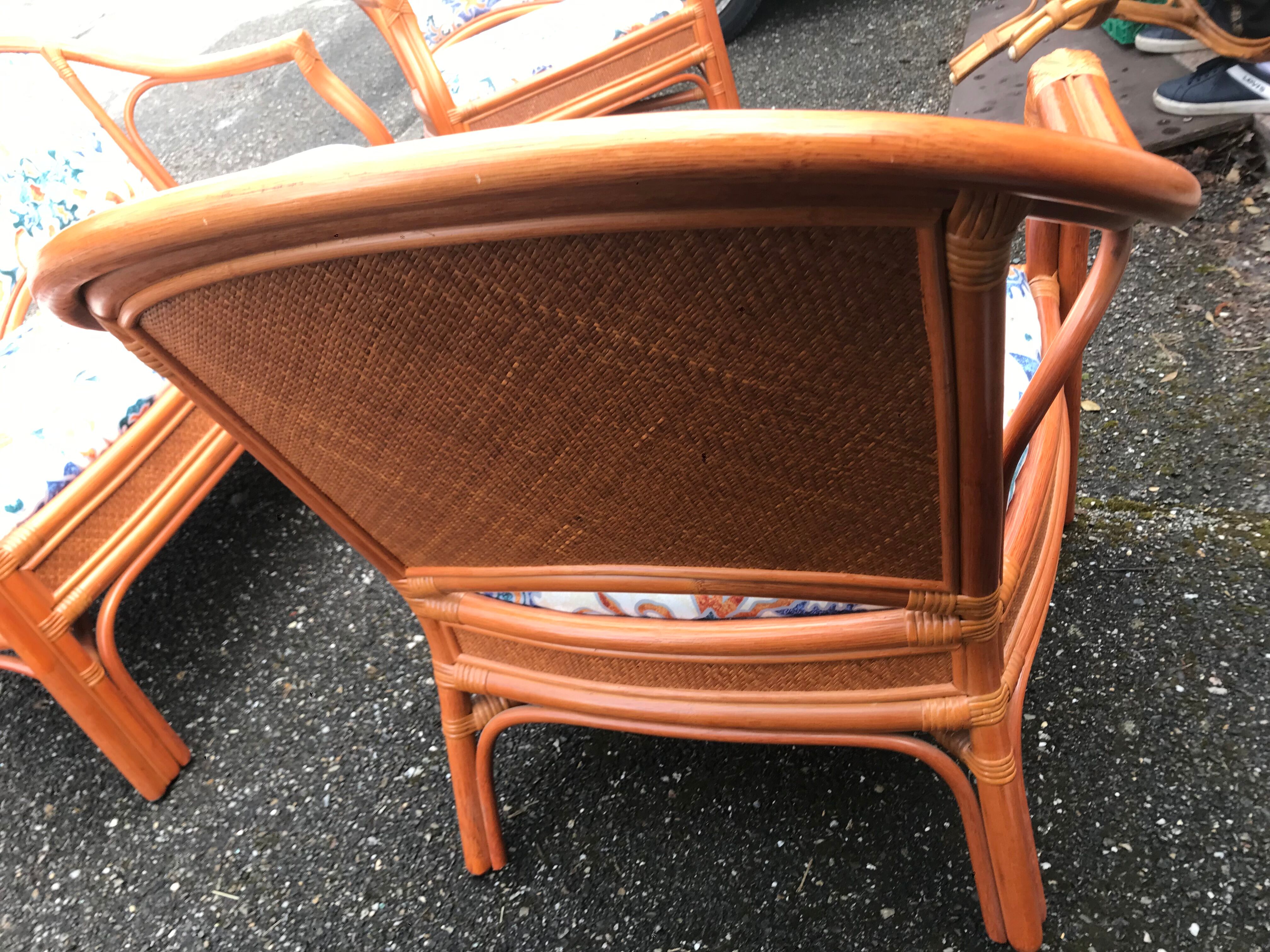 Bench and 2 rattan chairs