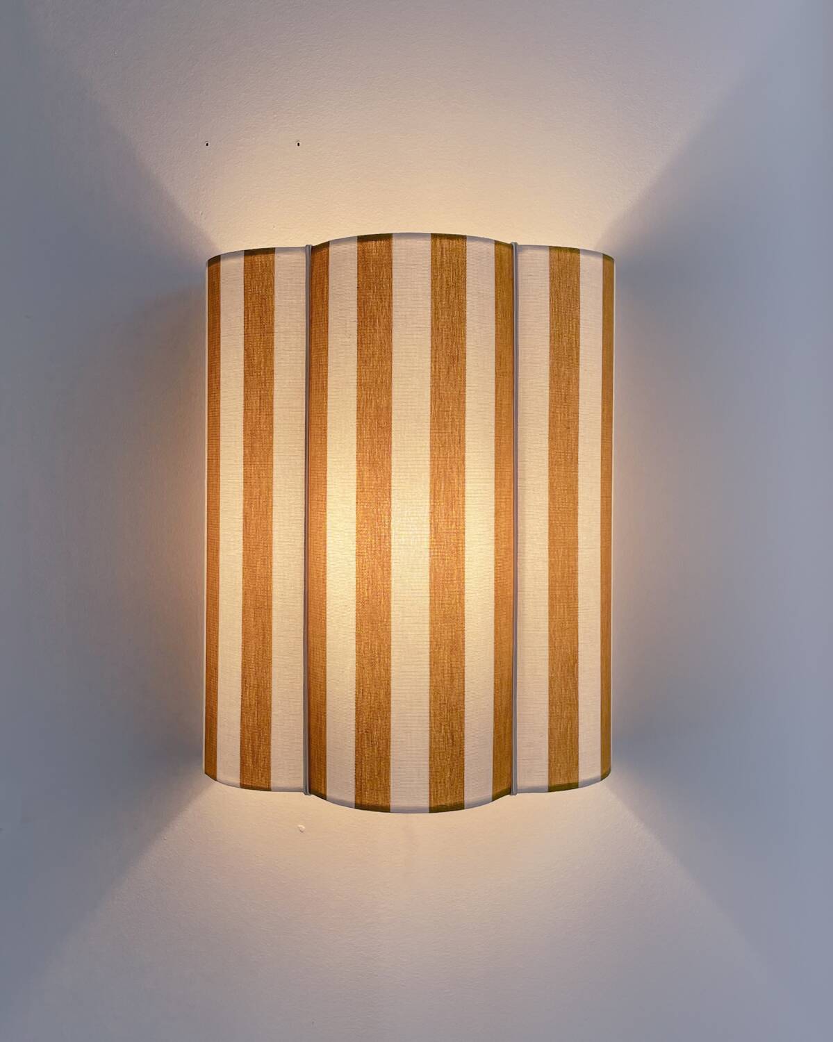 Yellow striped fabric wall light