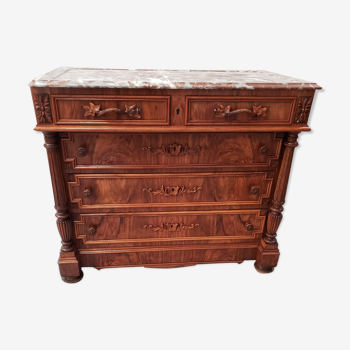 Antique chest of drawers carved in walnut XIX