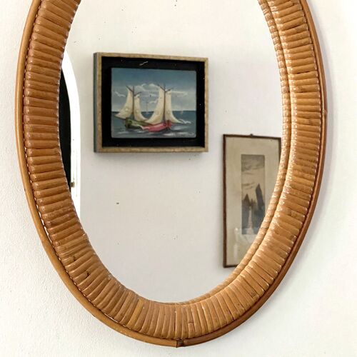 Miroir ovale rotin 53x32cm