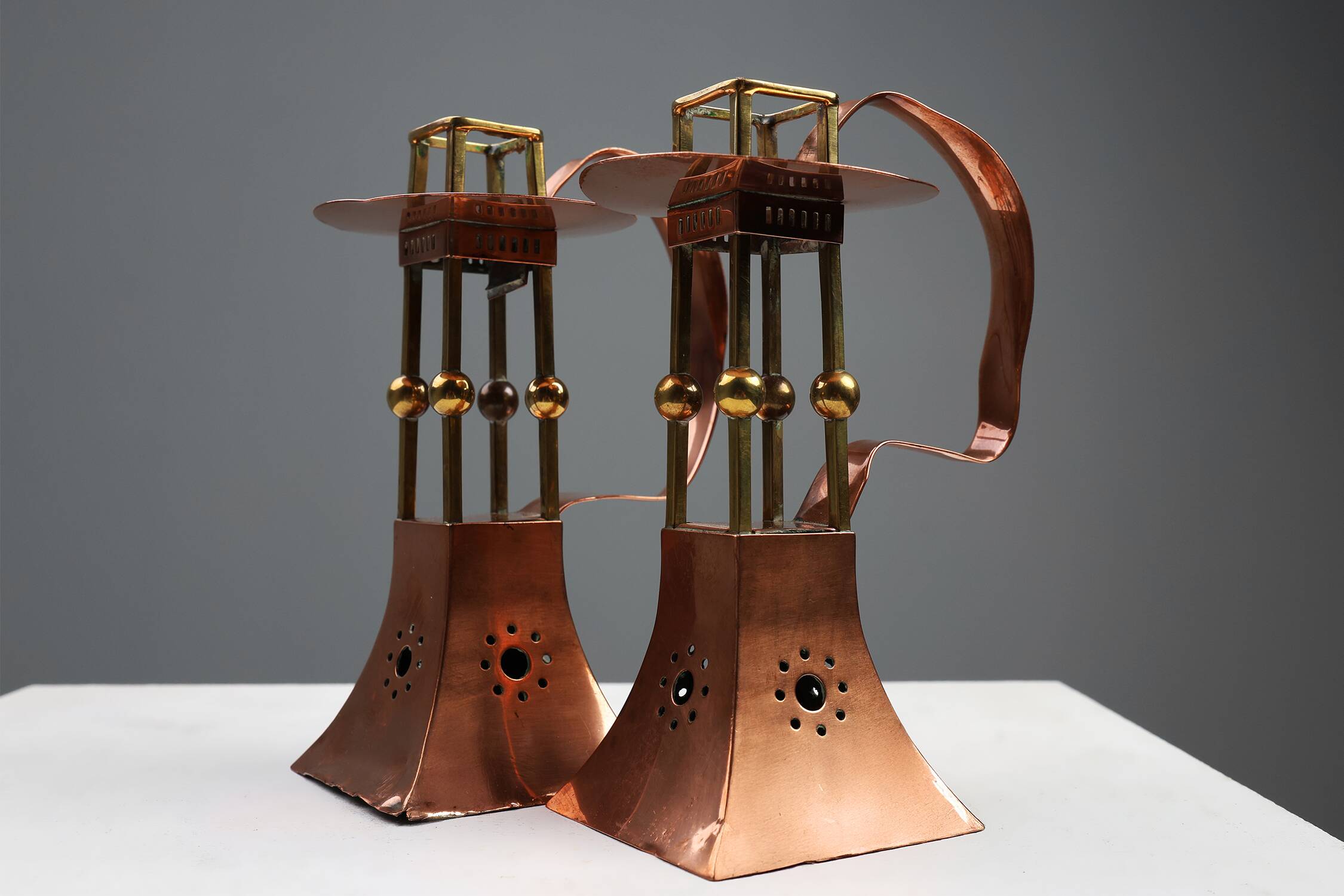 Pair of copper Table Candlesticks by Carl Deffner, Germany ca 1910