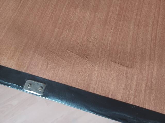 Vintage 1960s secretary with slanted design, light wood, compass legs