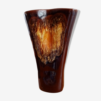 Vase vintage brun ocre