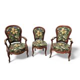 Set of Louis XV armchairs in molded walnut