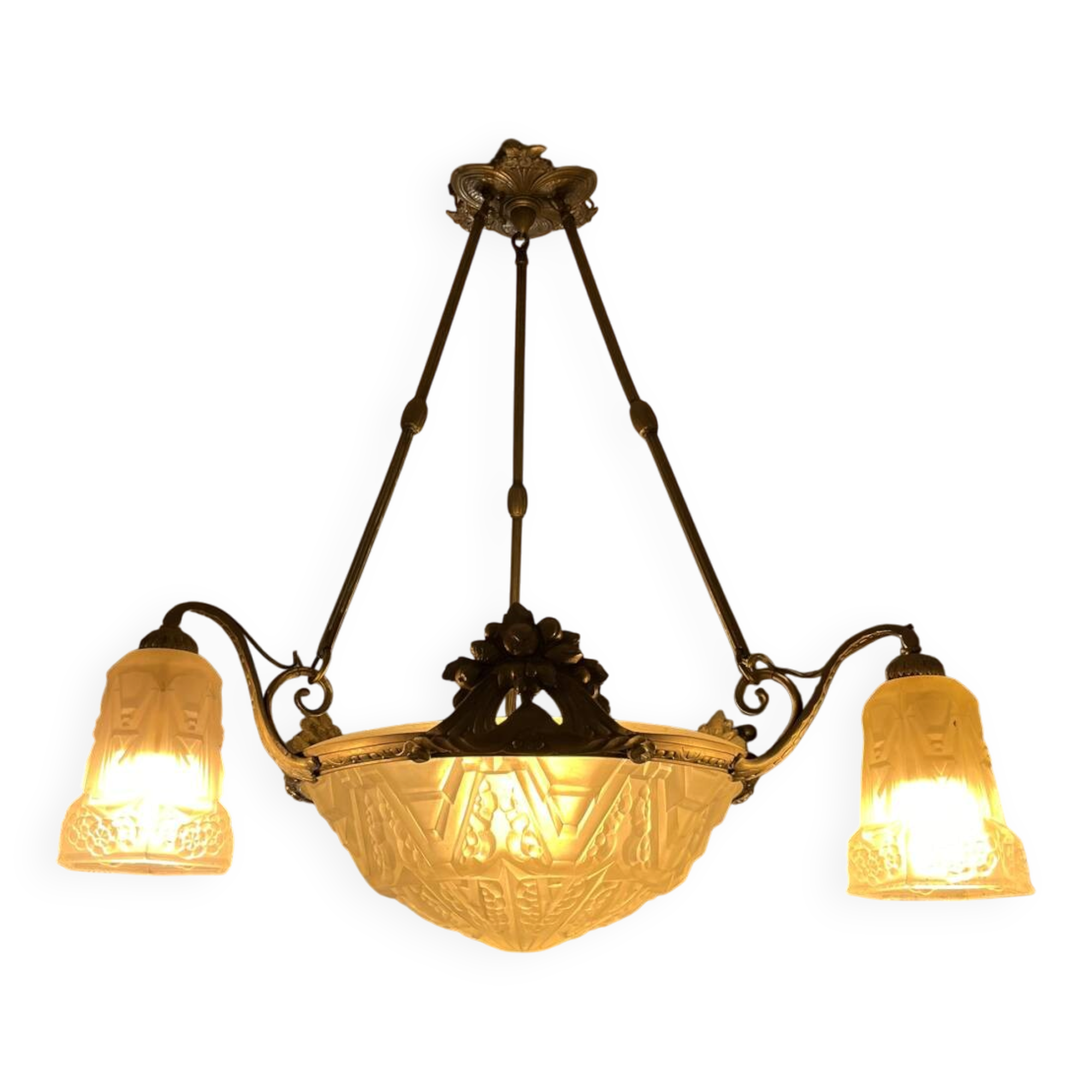 Art Deco glass foot chandelier