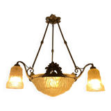 Art Deco glass foot chandelier