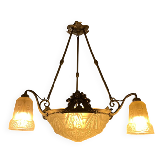 Lustrer en patte de verre art déco