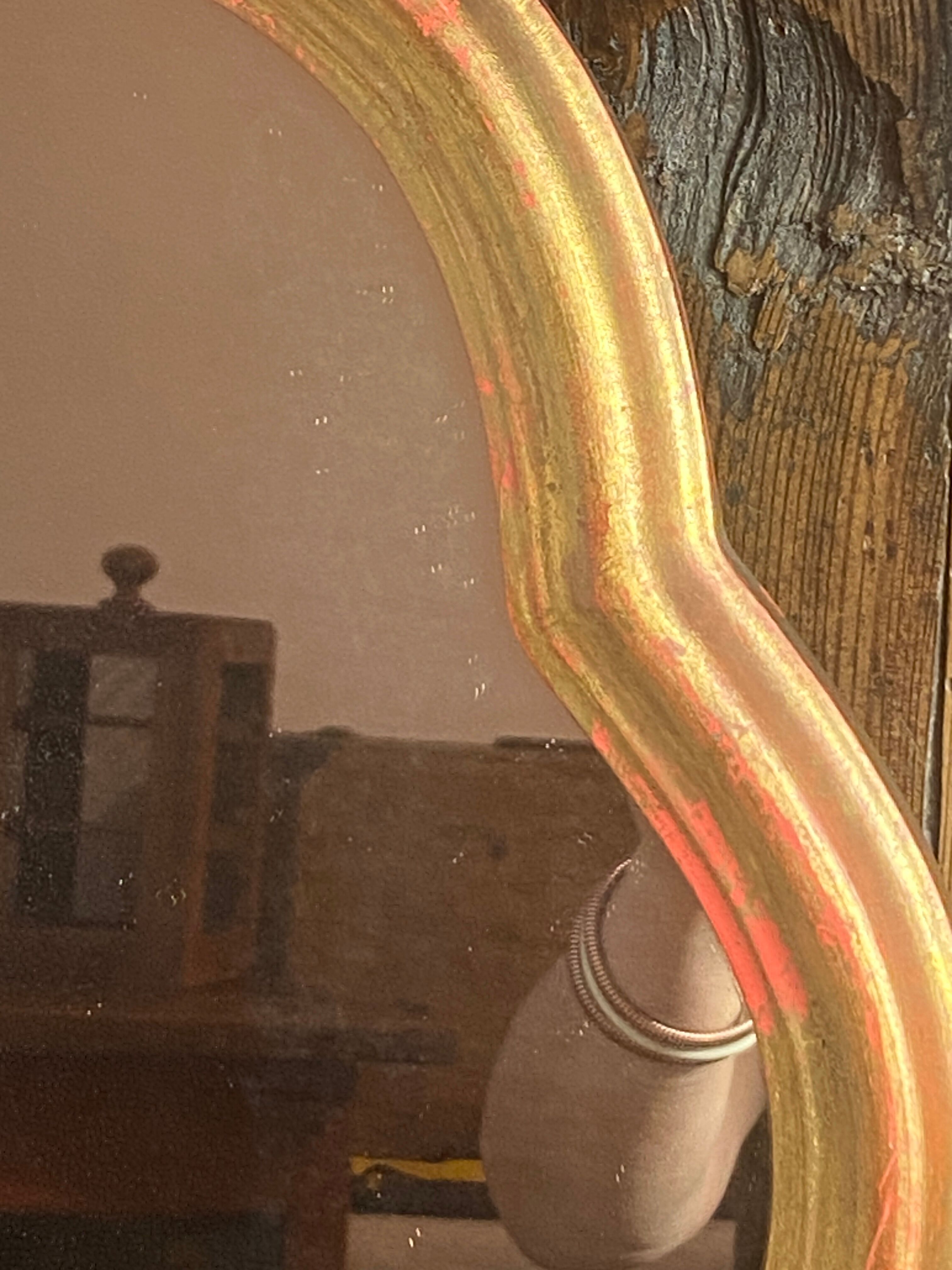 Golden wooden mirror