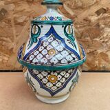 Ancienne Jarre A Beurre Jobbana Maroc Faïence Polychrome XIXÈME Vintage #B082