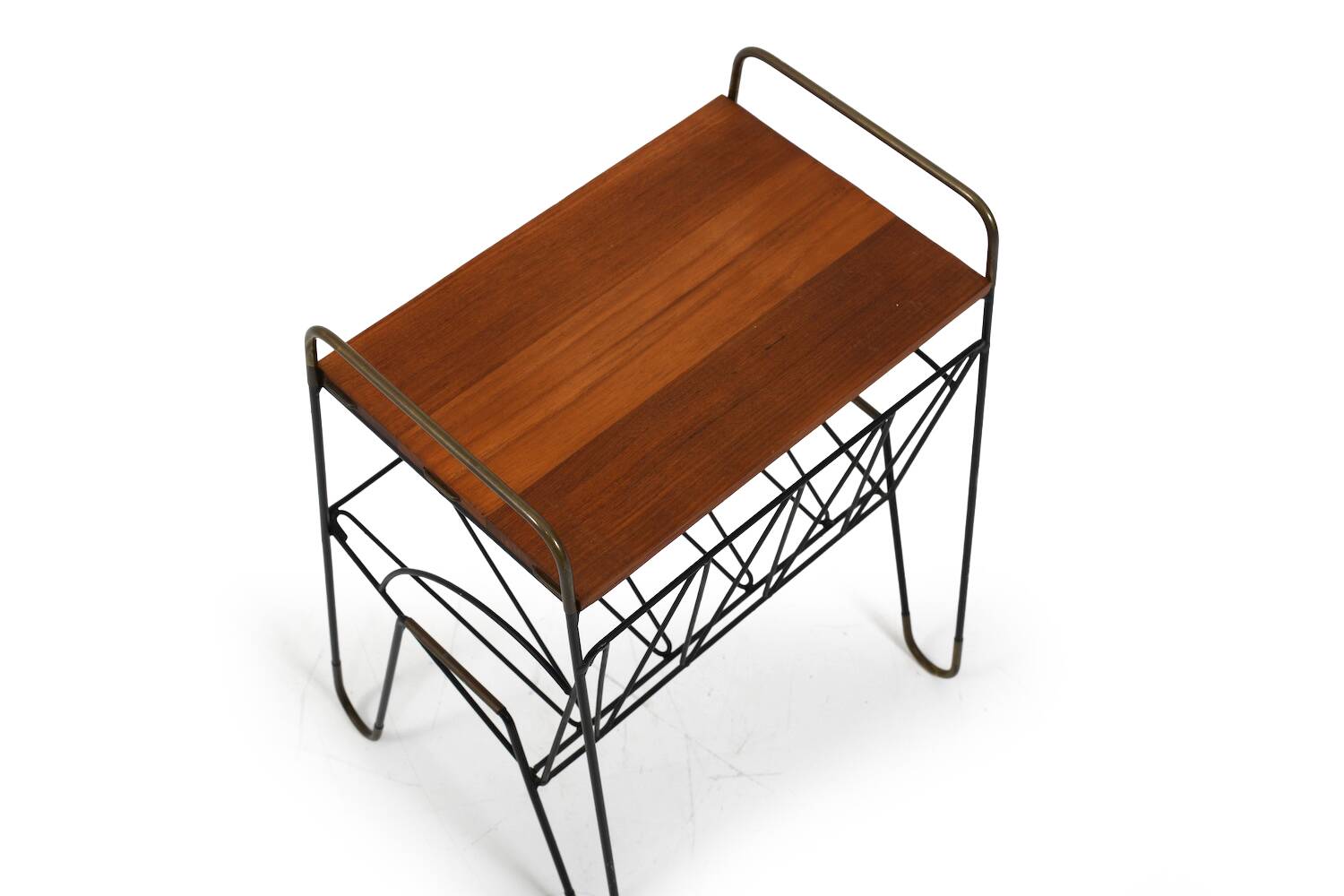 Mid Century Danish Side Table with Magazine Rack