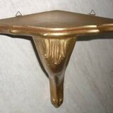 Golden wood corner console shelf
