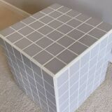 Cube end table with mosaic tiles