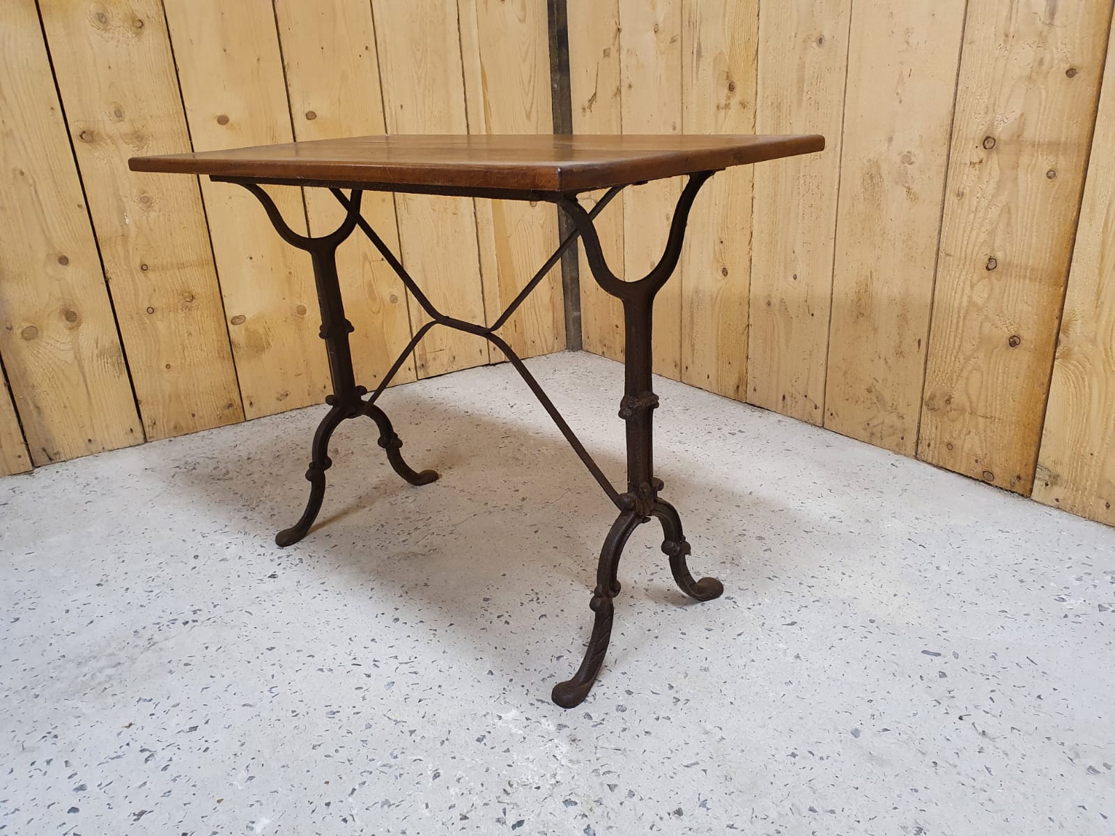 Oak and cast iron bistro table