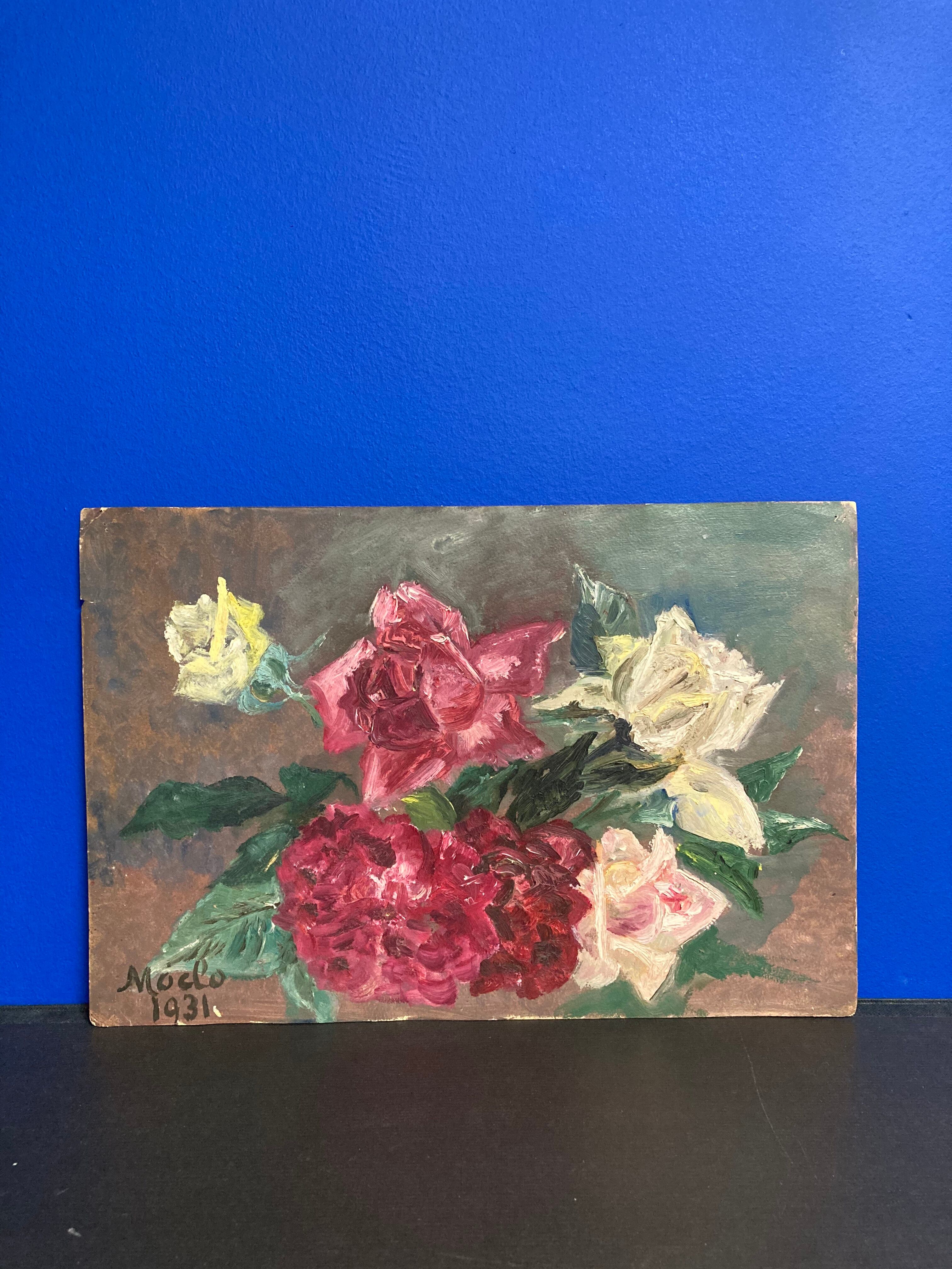 Peinture aux roses vintage