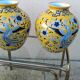Pair of Chinese faience vases with Asian dragon decor in a Japonese style.