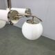Chandelier en chrome Bauhaus exceptionnel avec abat-jours en verre, années 1930