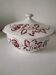 Digoin Sarreguemines Atlantic pattern tureen, deep red rose decoration