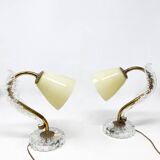 Mid-Century Modern Brass and Glass Table Lamp, 1950s