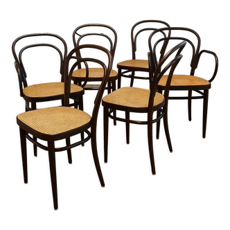 Ensemble de 6 chaises n ° 214 par Michael Thonet pour Thonet, années 1980