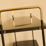 Etager, 1950s Italian bookcase in rosewood, brass and iron