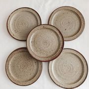 Set of 5 dessert plates by Jean Tessier, Le Cep, in pyrite stoneware.
