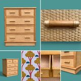 Vintage rattan and woven wicker chest of drawers 1970