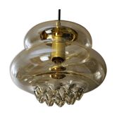 Suspension en verre soufflé ambre années 70