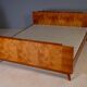 Vintage Czechoslovak bedroom set with burl veneer, bed and pair of nightstands, mid-20th century, 180 × 195 cm