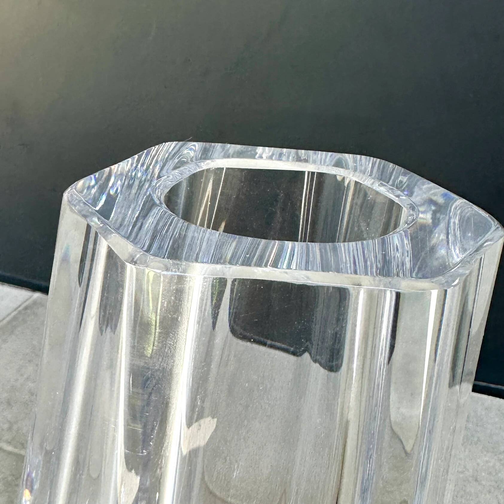 Hexagonal crystal vase by Daum France – 35 cm – Made in France