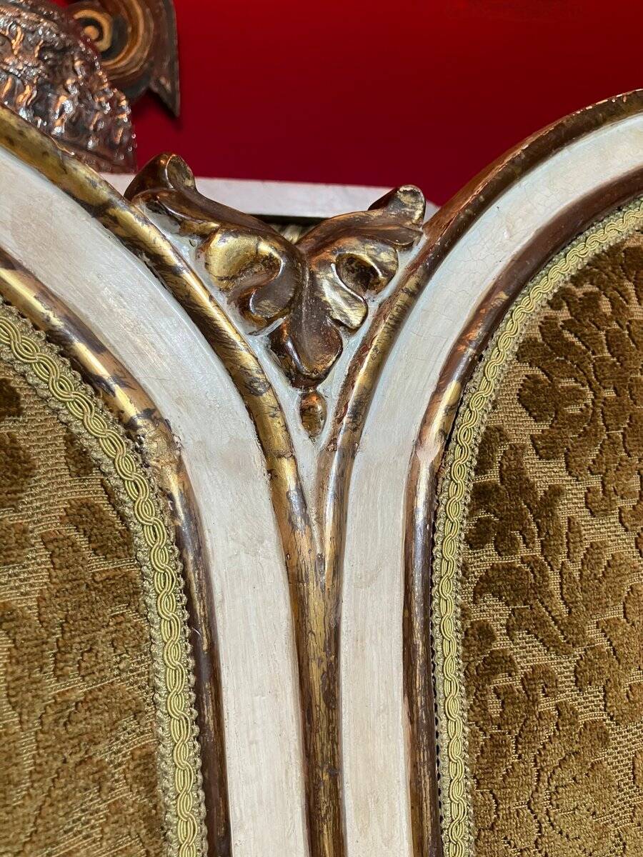 Antique Italian Baroque Louis XIV Lacquered and Parcel Gilt Sofa, 1600s