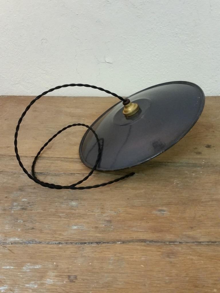 Hanging lamp in black enamelled plate