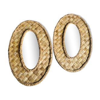 2 mirrors in natural basketry, 49x30 cm