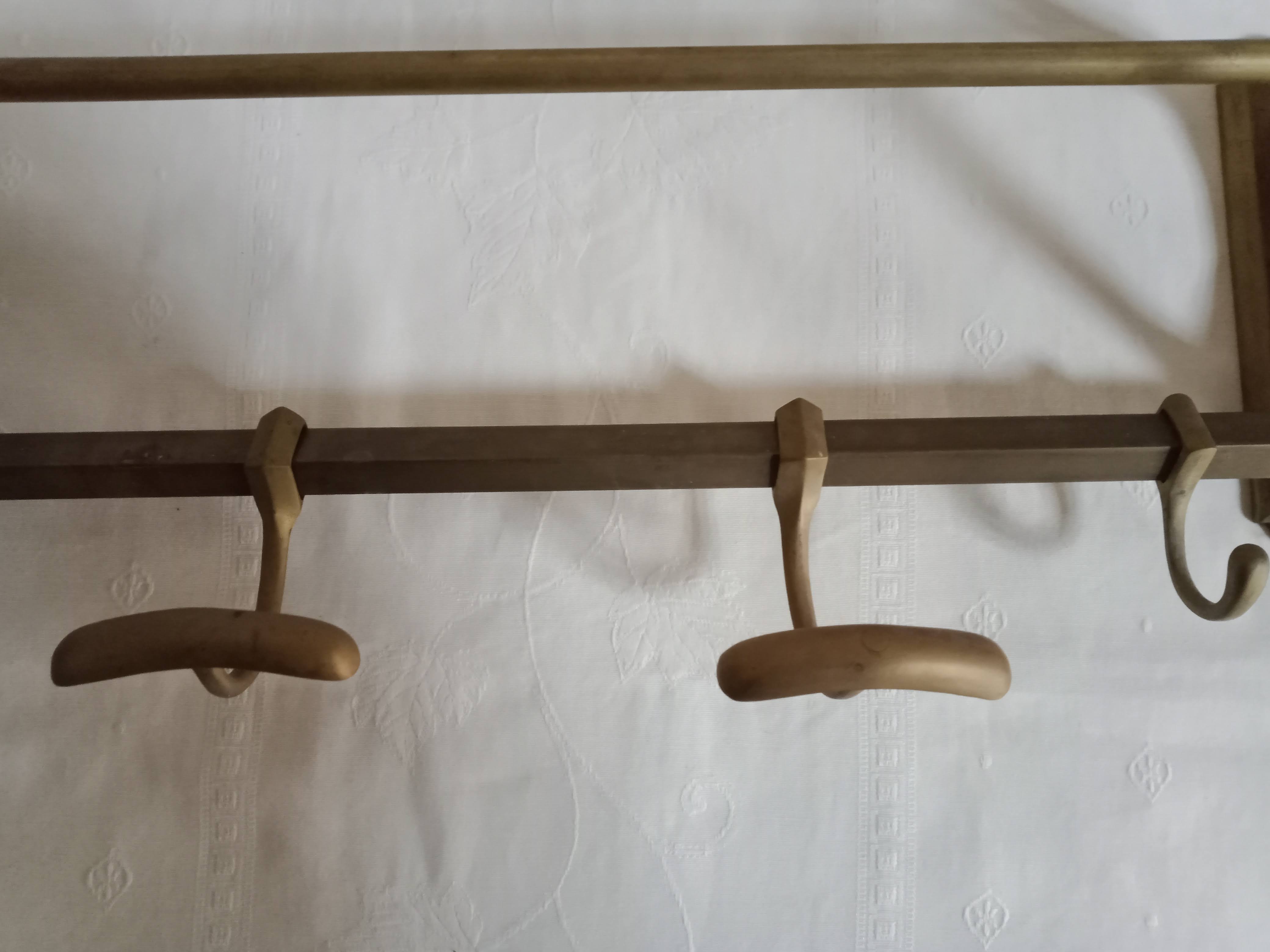 old brass wall coat rack
