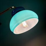 Vintage angled globe wall light in blue opaline