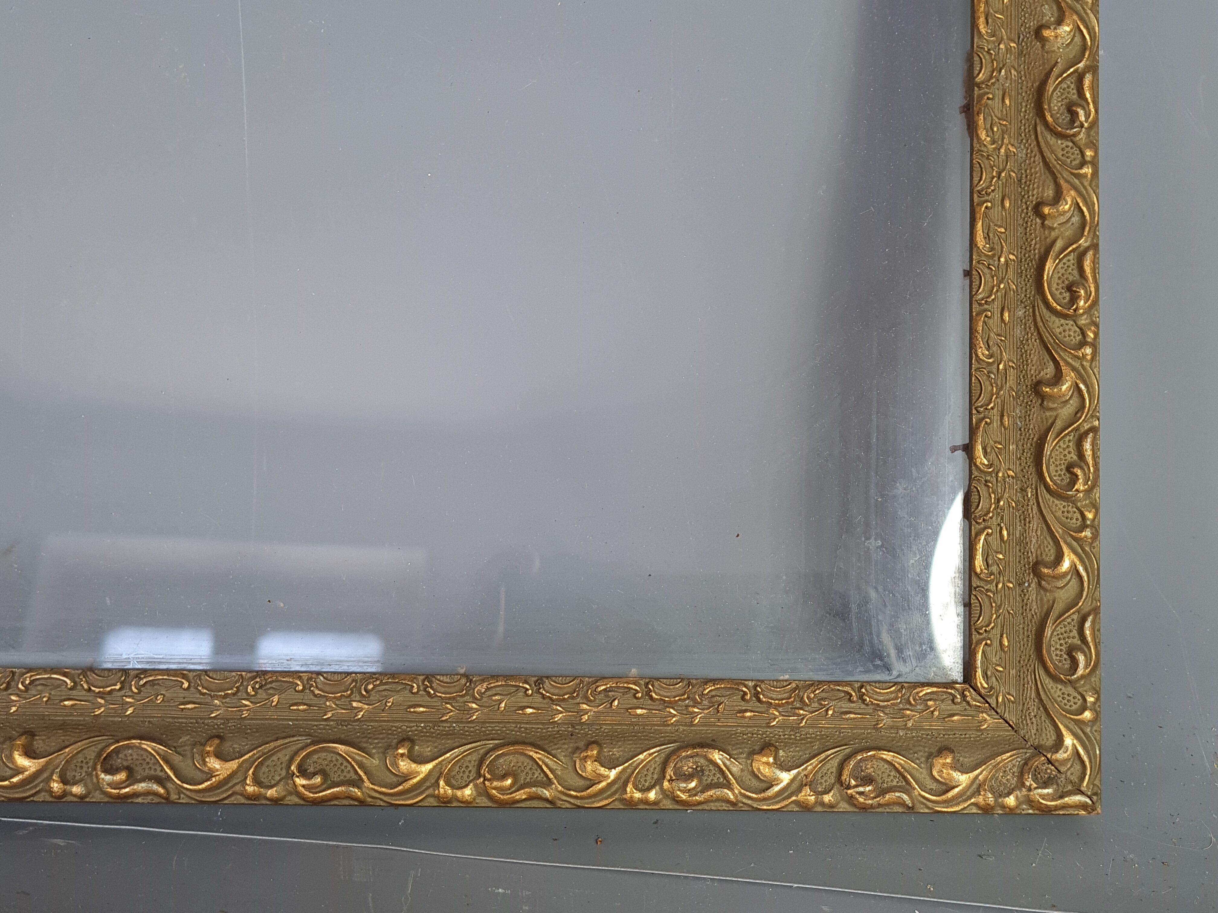 Old frame gilded stucco wood glass 46.5x35.5 cm, hardwood 41.7x32.7 cm SB