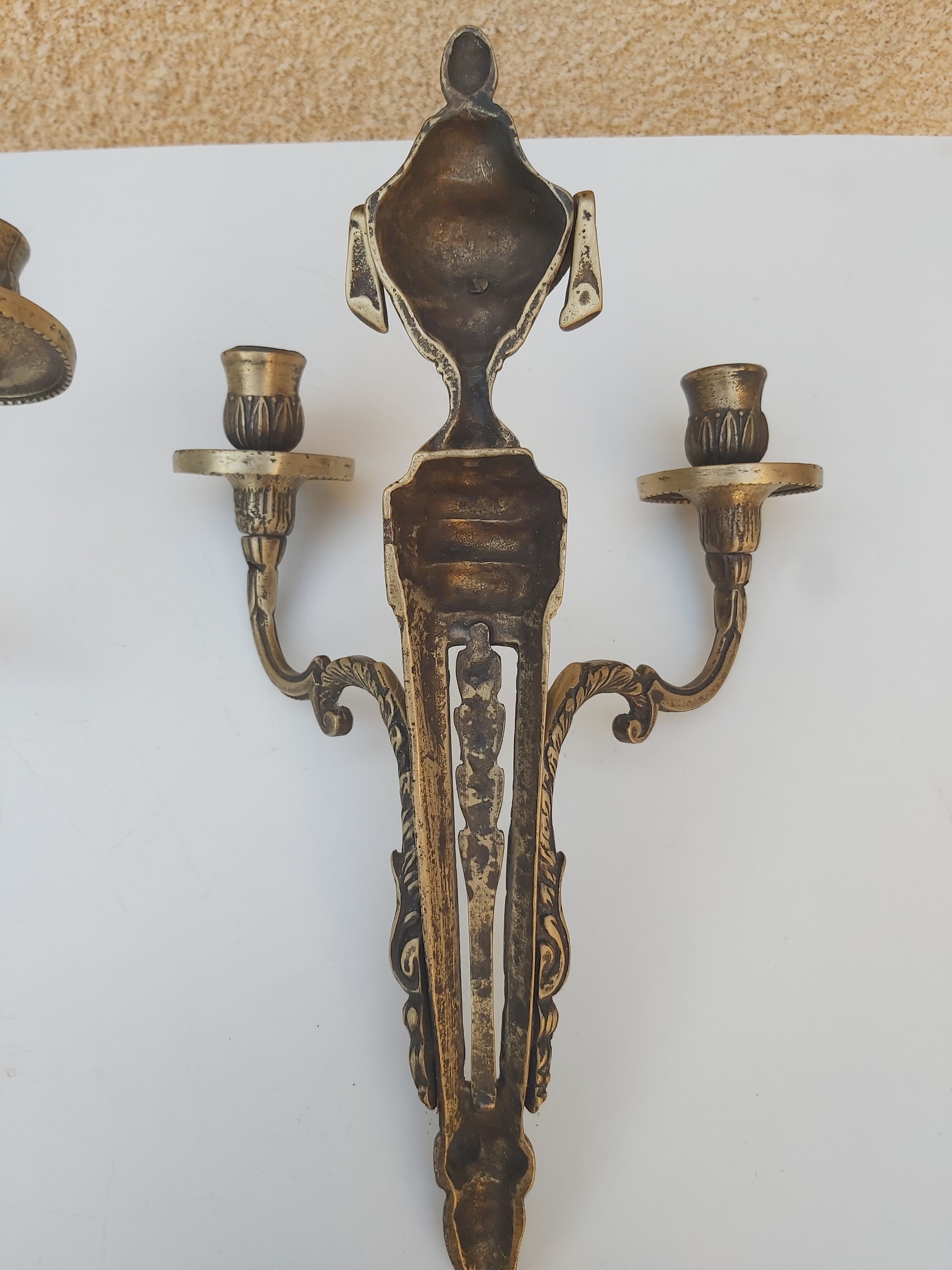 Pair of bronze wall lamps