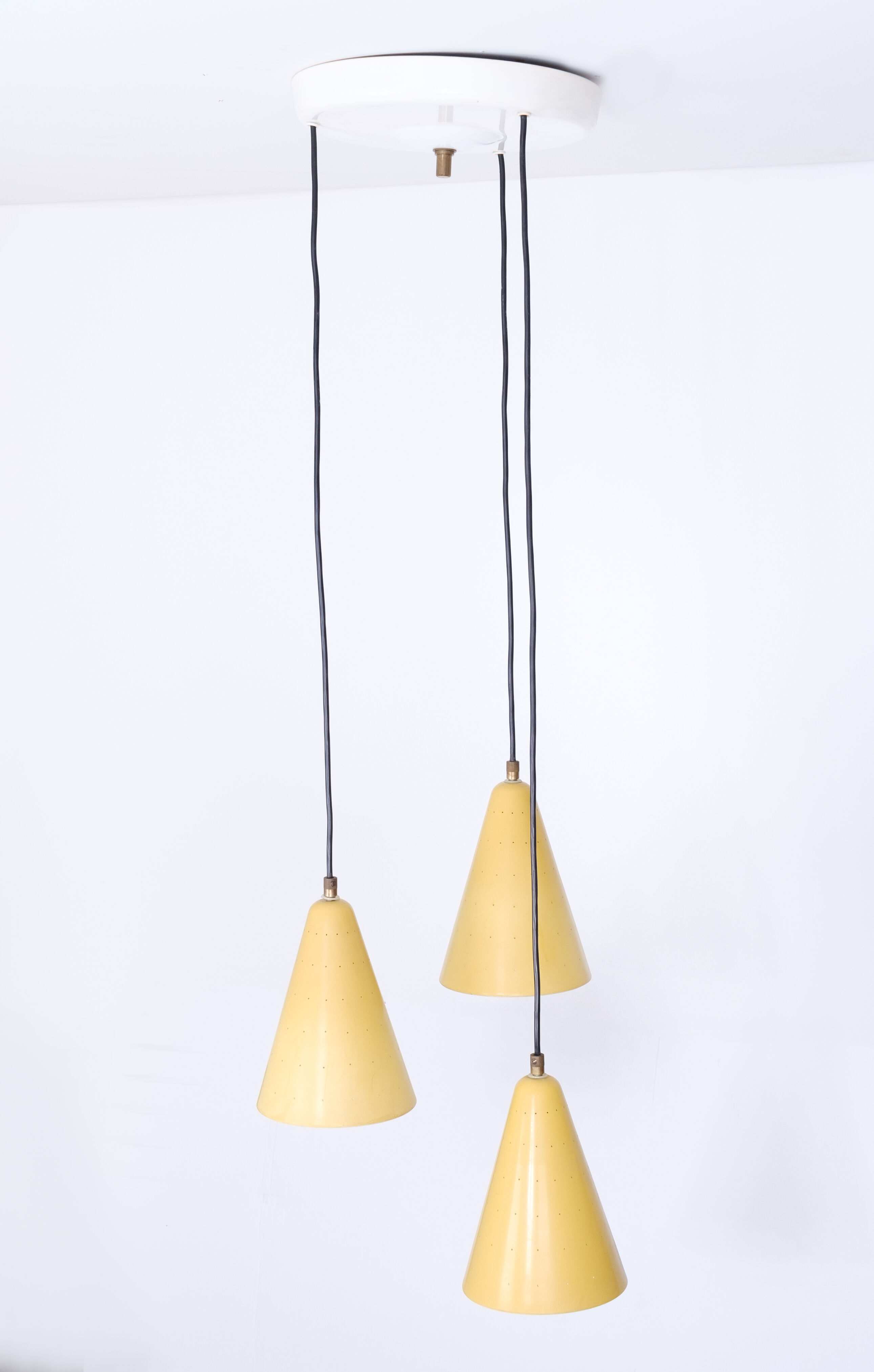 Aluminum yellow chandelier 1960s