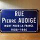 Plaque de rue en tôle émaillé