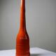 Bright orange mid-century decorative bottle lamp base glazed pottery.