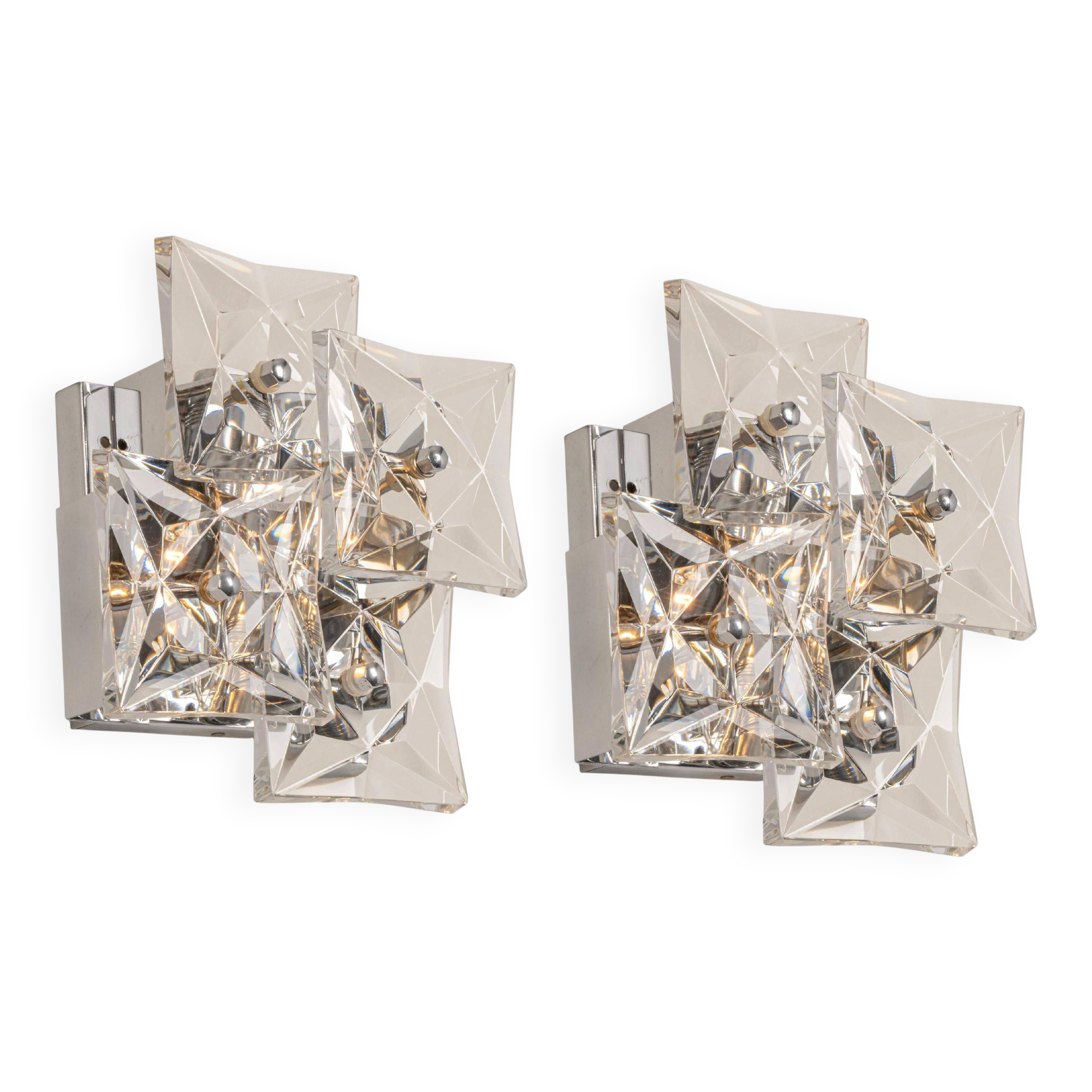 Pair of crystal wall lights by Kinkeldey, Germany, 1970s.