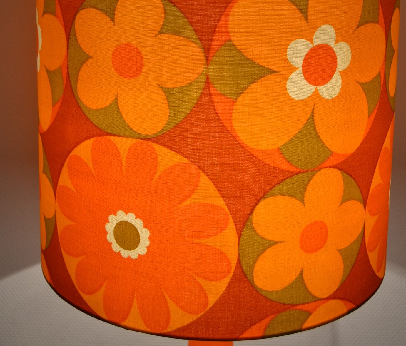 Lampshade Corollas orange H30 D30 - vintage fabric